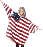 American Flag Winter Outdoor Hooded Blankets With Sleeves